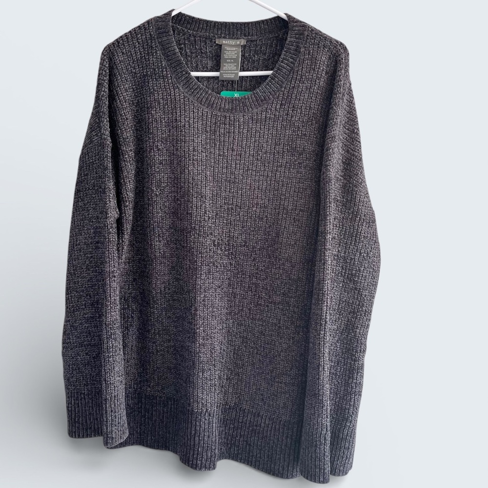 Matty M Charcoal Gray Chenille Sweater Size XL NWT (runs large)